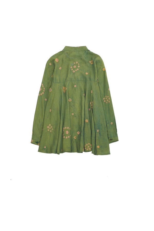 Multi-Coloured Bandhani Silk Flared Top