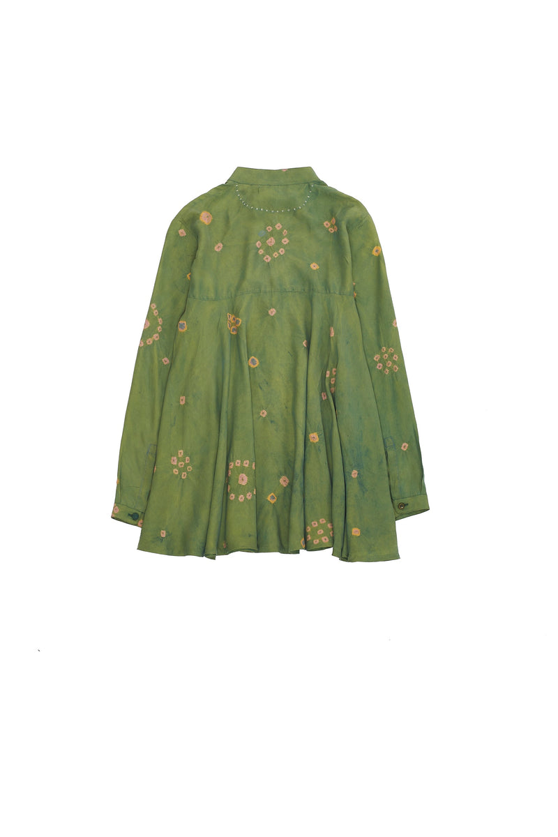 Multi-Coloured Bandhani Silk Flared Top