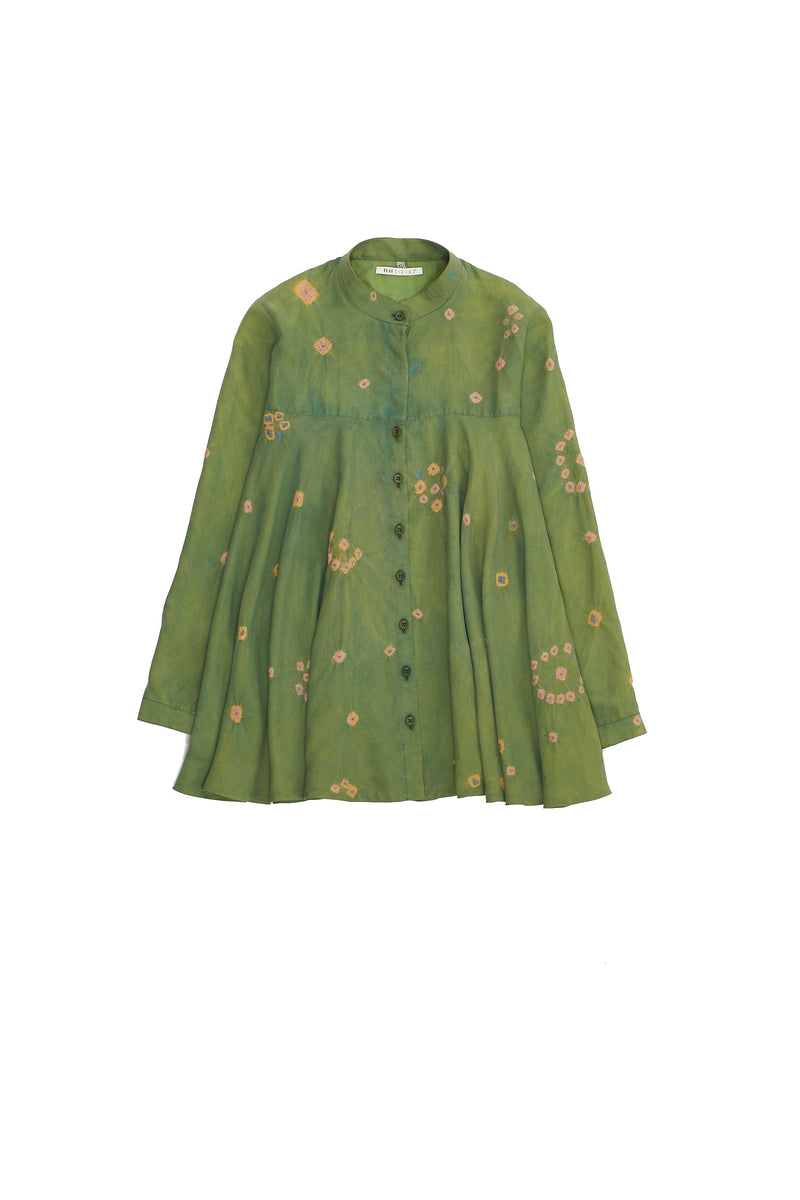Multi-Coloured Bandhani Silk Flared Top