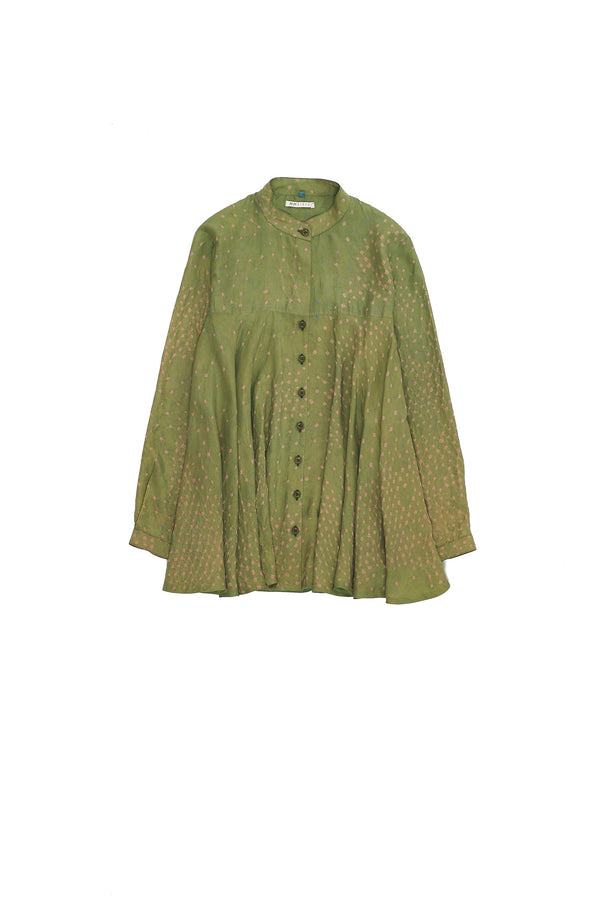 Multi-Coloured Statement Bandhani Silk Flared Top