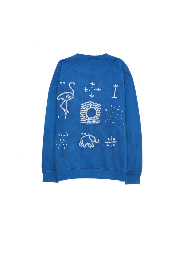 INDIGO DYED ORGANIC COTTON BANDHANI SWEATSHIRT