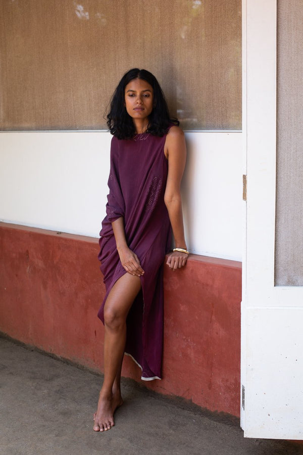 ASYMMETRICAL DRAPE DRESS