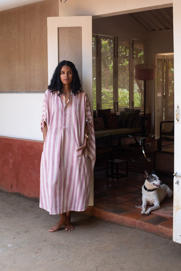HAND PAINTED PINK KAFTAN DRESS
