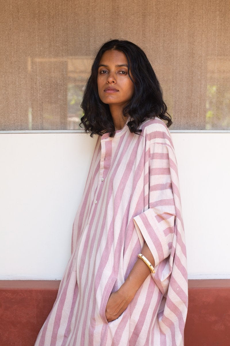 HAND PAINTED PINK KAFTAN DRESS