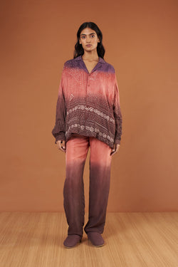 Multi Coloured Dip Dyed Textured Bandhani Cotton Shirt