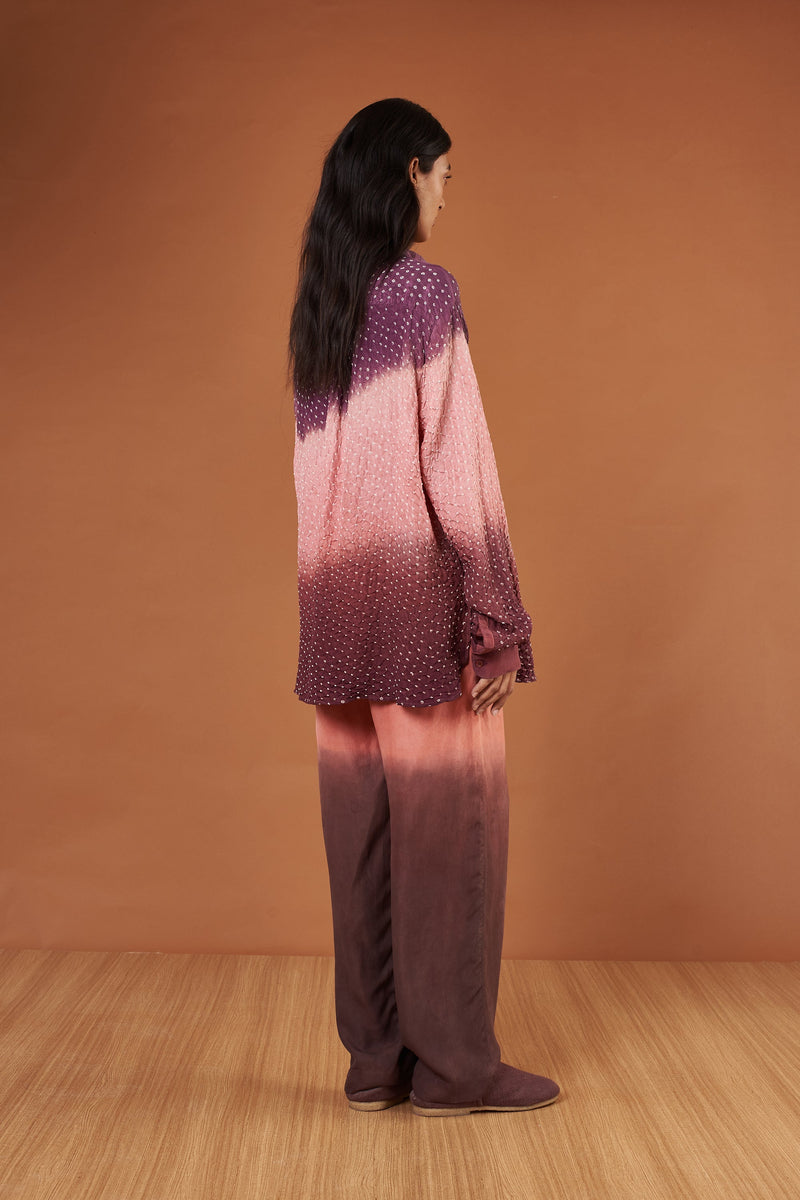 Multi Coloured Bandhani Mulberry Silk Shirt