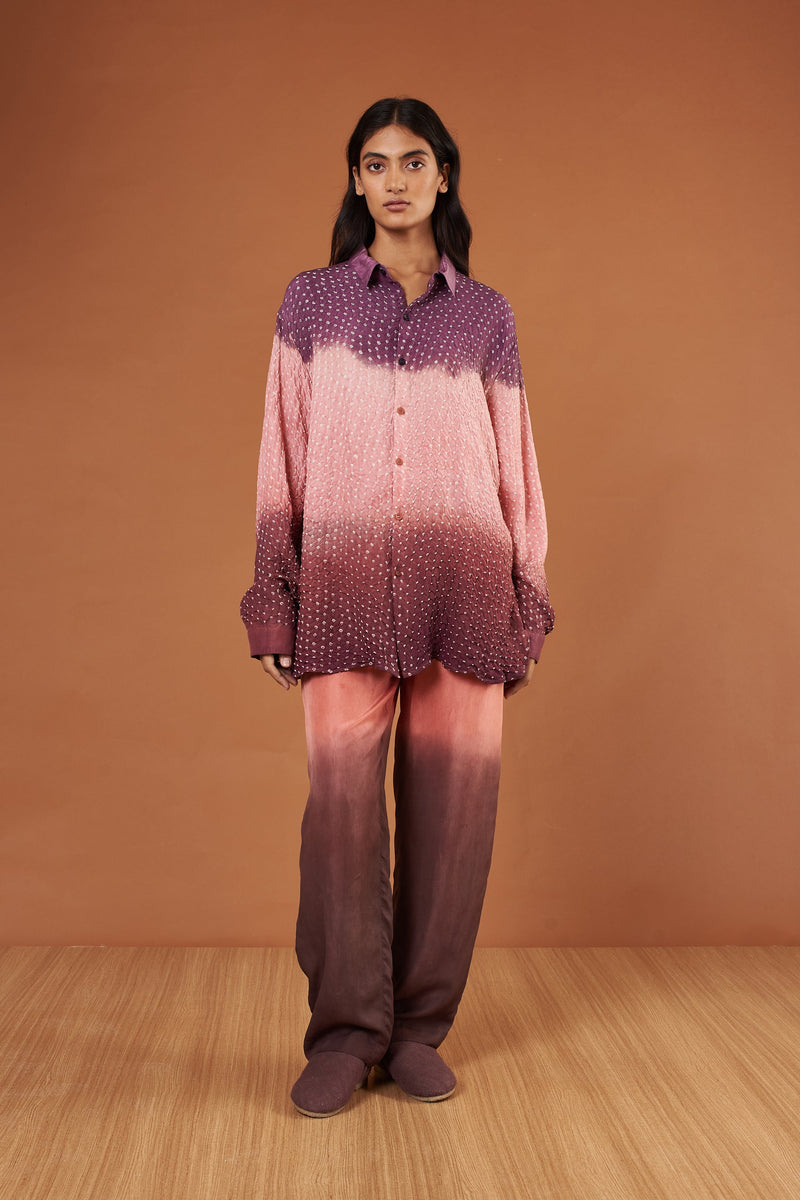 Multi Coloured Bandhani Mulberry Silk Shirt