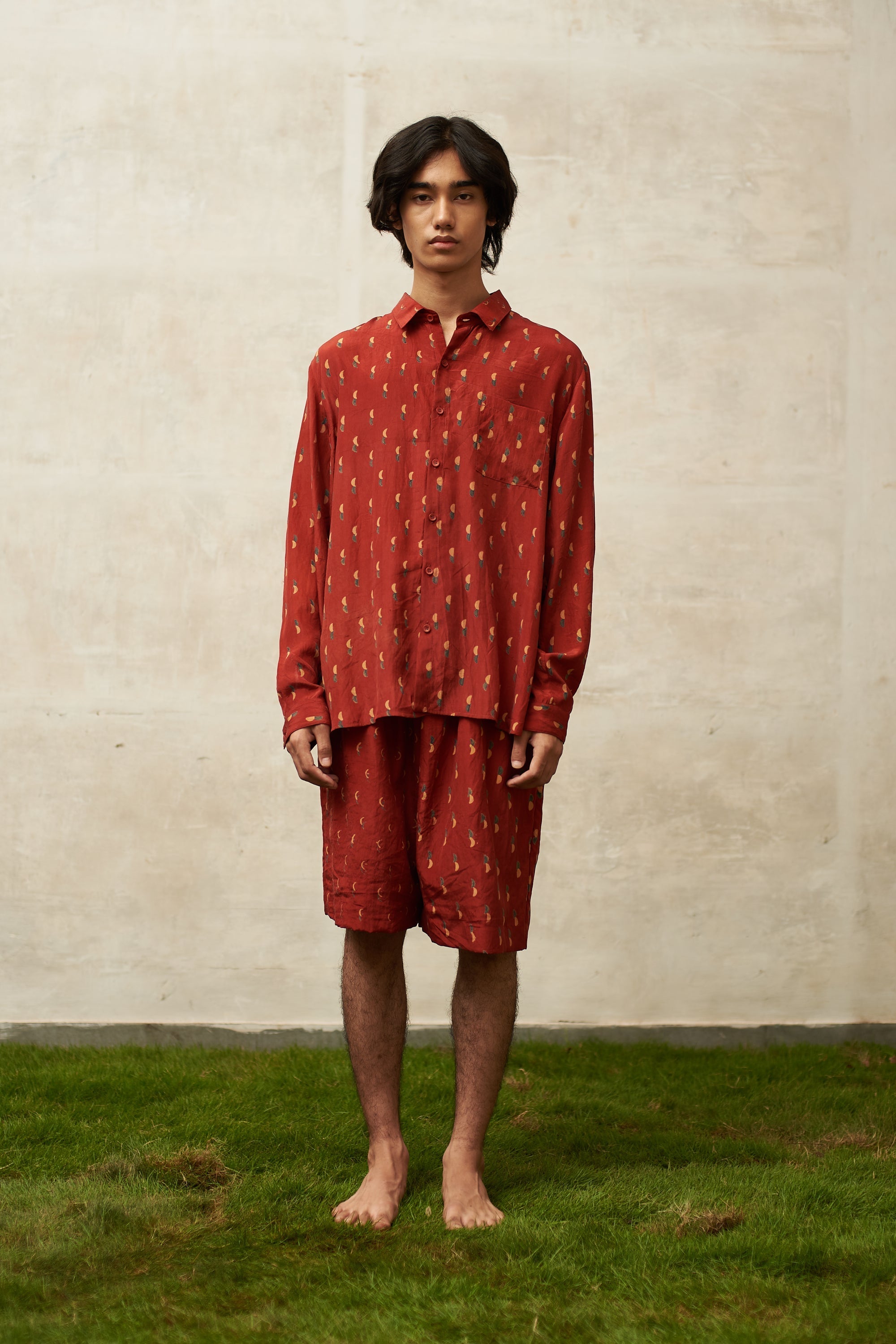 Red Block Printed Statement Shirt