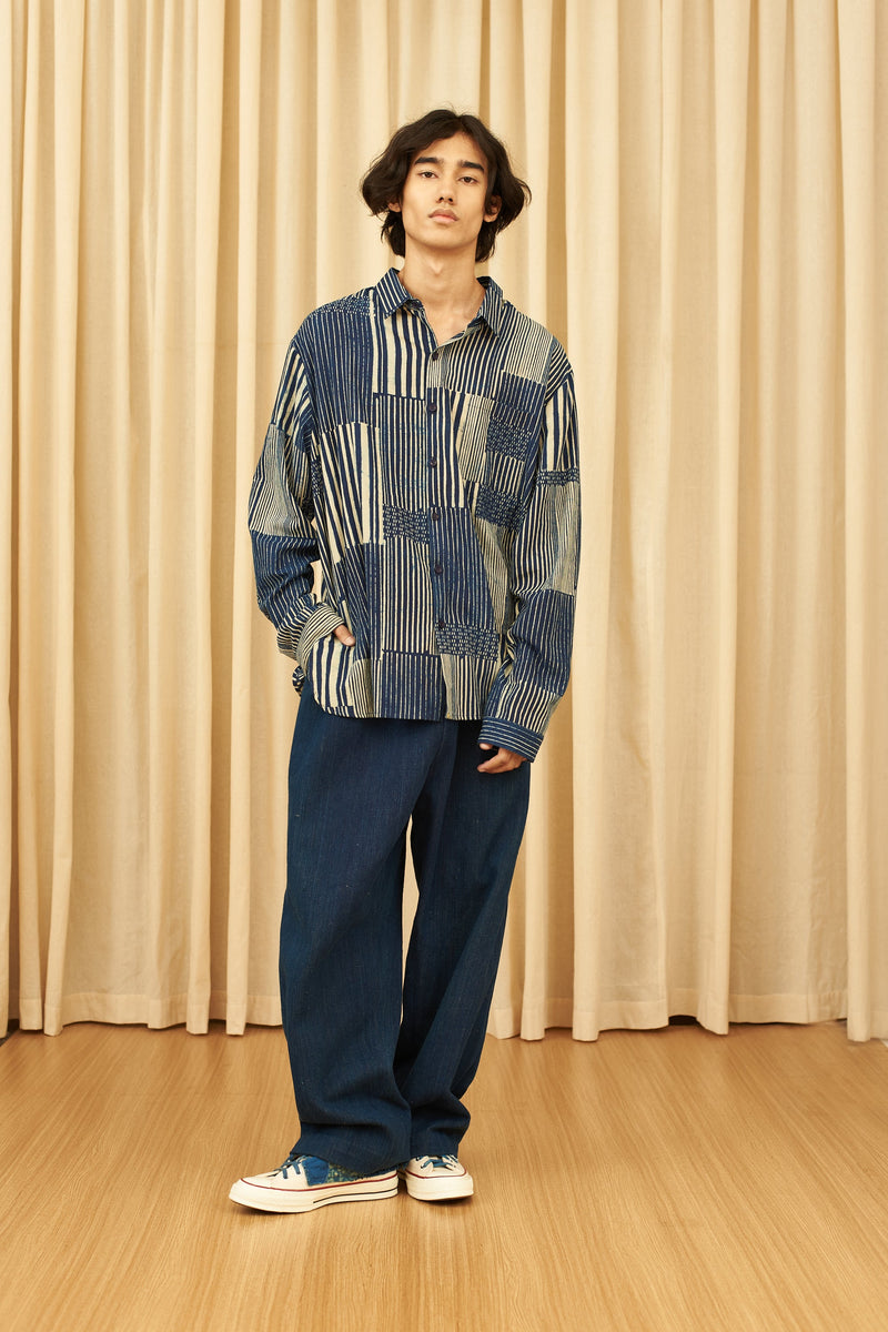 INDIGO STATEMENT CLAMP DYED SUMMER SHIRT