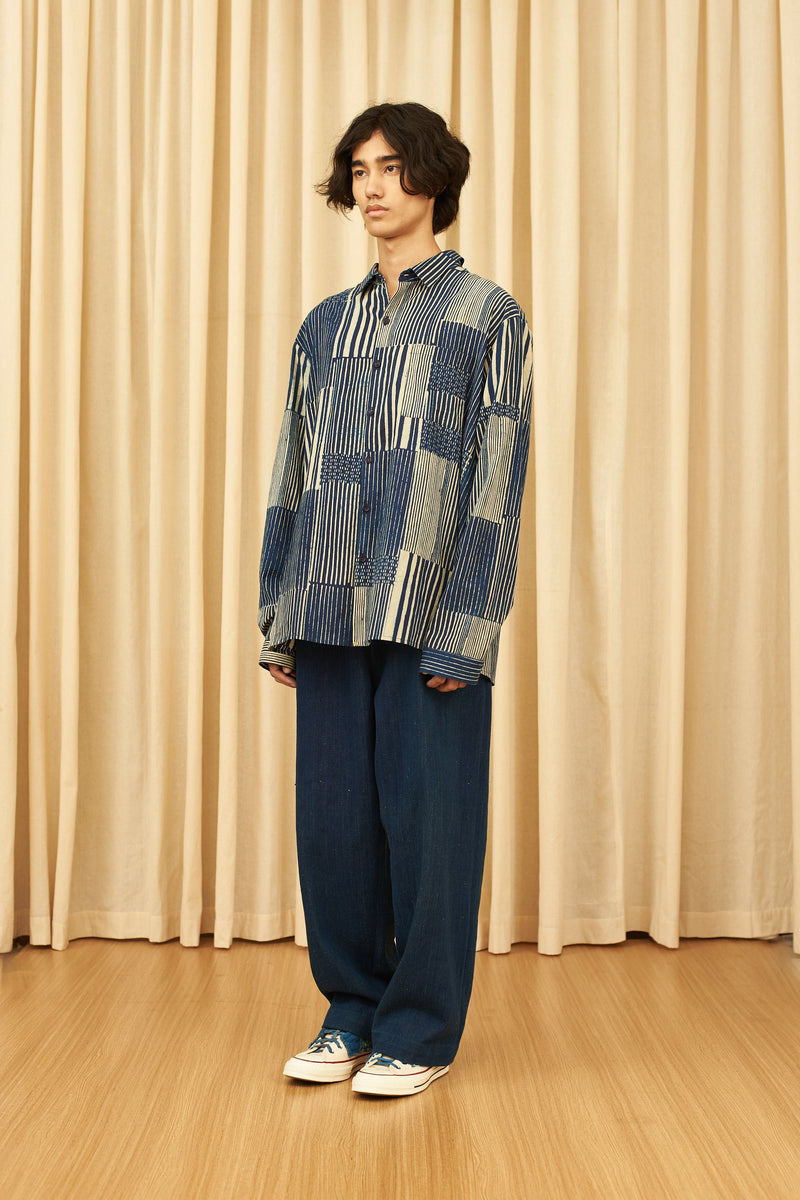 INDIGO STATEMENT CLAMP DYED SUMMER SHIRT