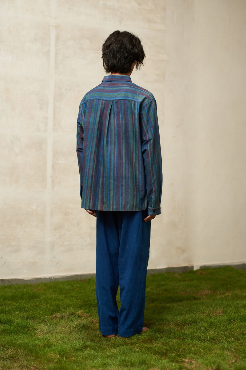 SCREENPRINTED UNISEX SPREAD COLLAR SILK SHIRT