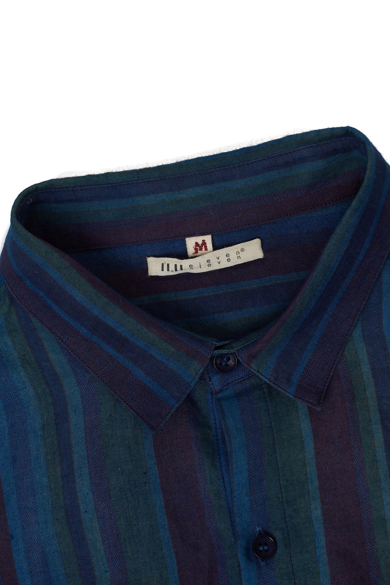 SCREENPRINTED STRIPE UNGENDERED SILK SHIRT