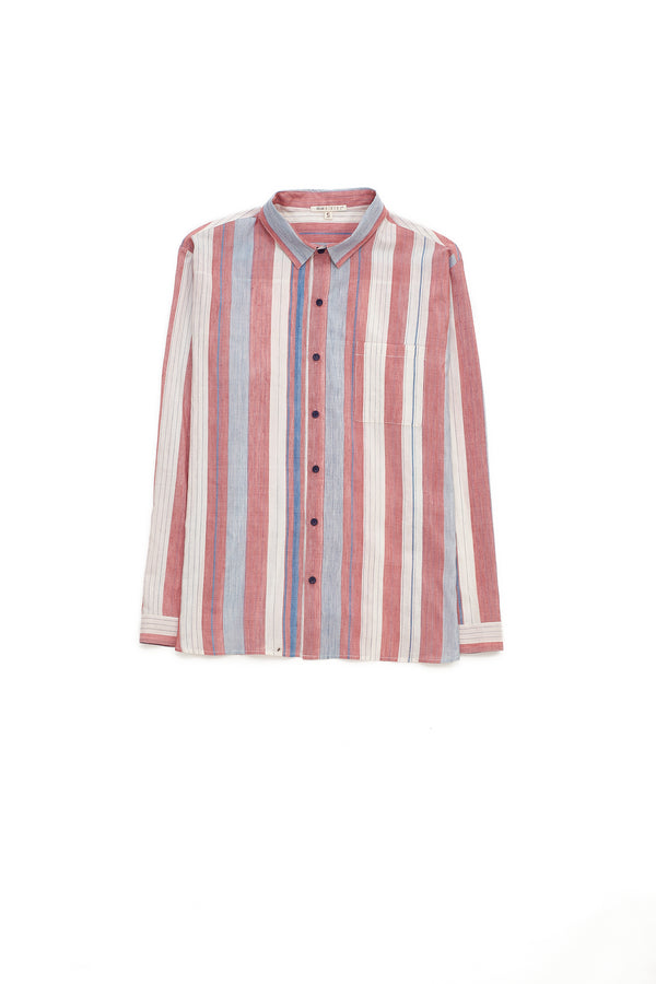 Ungendered Cotton Silk Multicolour Yarn Dyed Relaxed Fit Shirt