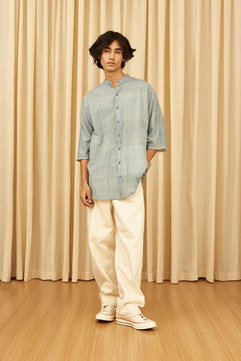 INDIGO UNISEX KIMONO SLEEVES SHIRT