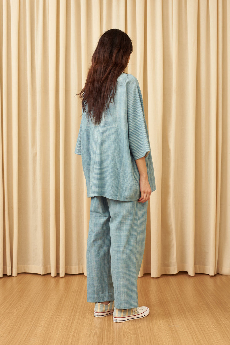 SHADES OF INDIGO CAPE SLEEVES SHIRT