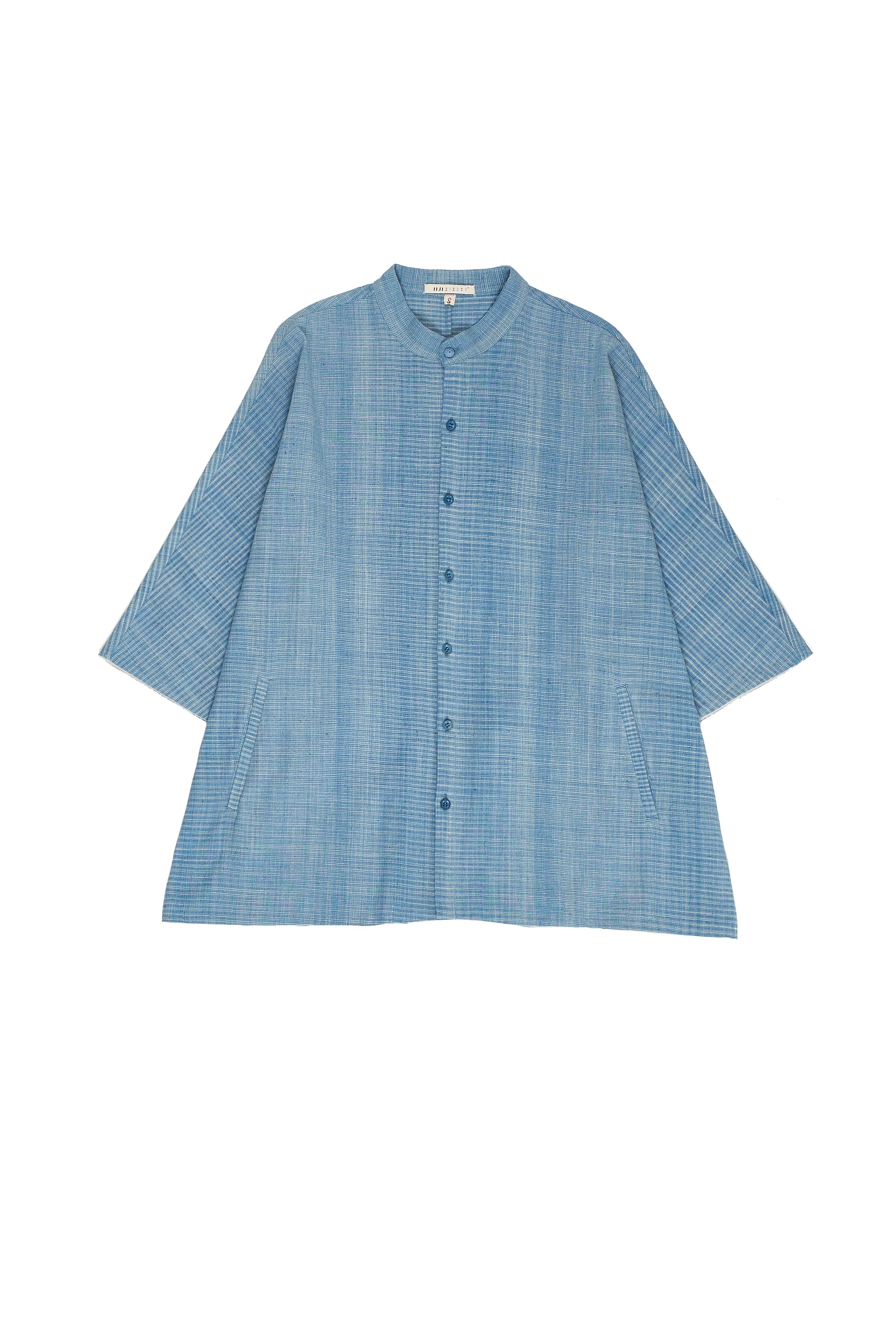 SHADES OF INDIGO CAPE SLEEVE SHIRT