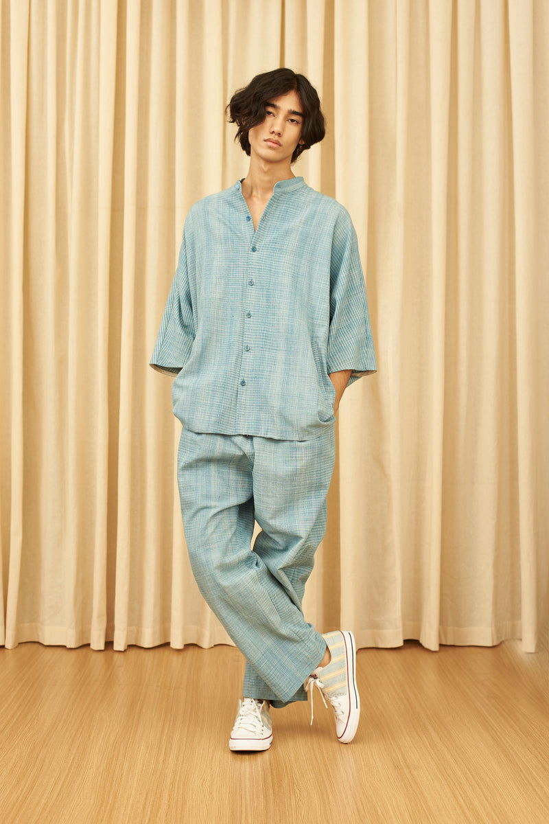 SHADES OF INDIGO CAPE SLEEVES SHIRT