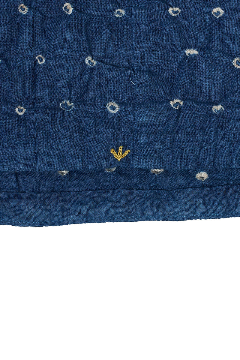 INDIGO DRAPE DRESS SPECKLED WITH BANDHANI