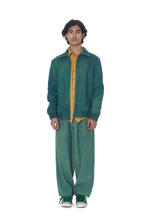 OLIVE GREEN STATEMENT MULTI-COLOURED SHIBORI JACKET