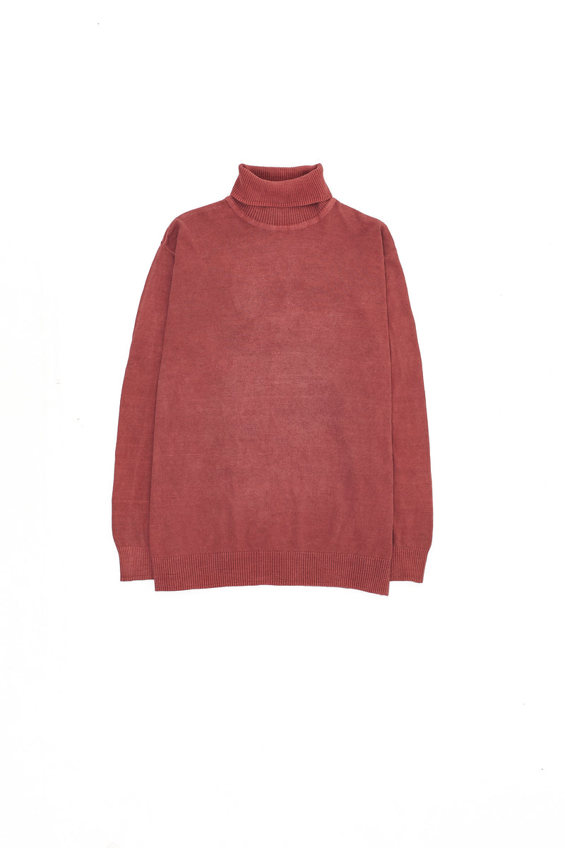 ROGUE PINK TURTLENECK FULL-SLEEVED COTTON T-SHIRT