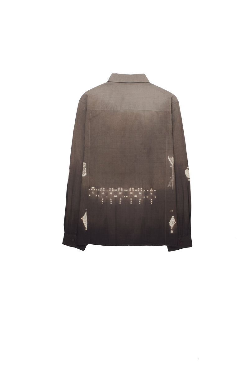 Charcoal Ombre Dyed Shibori Cotton Shirt