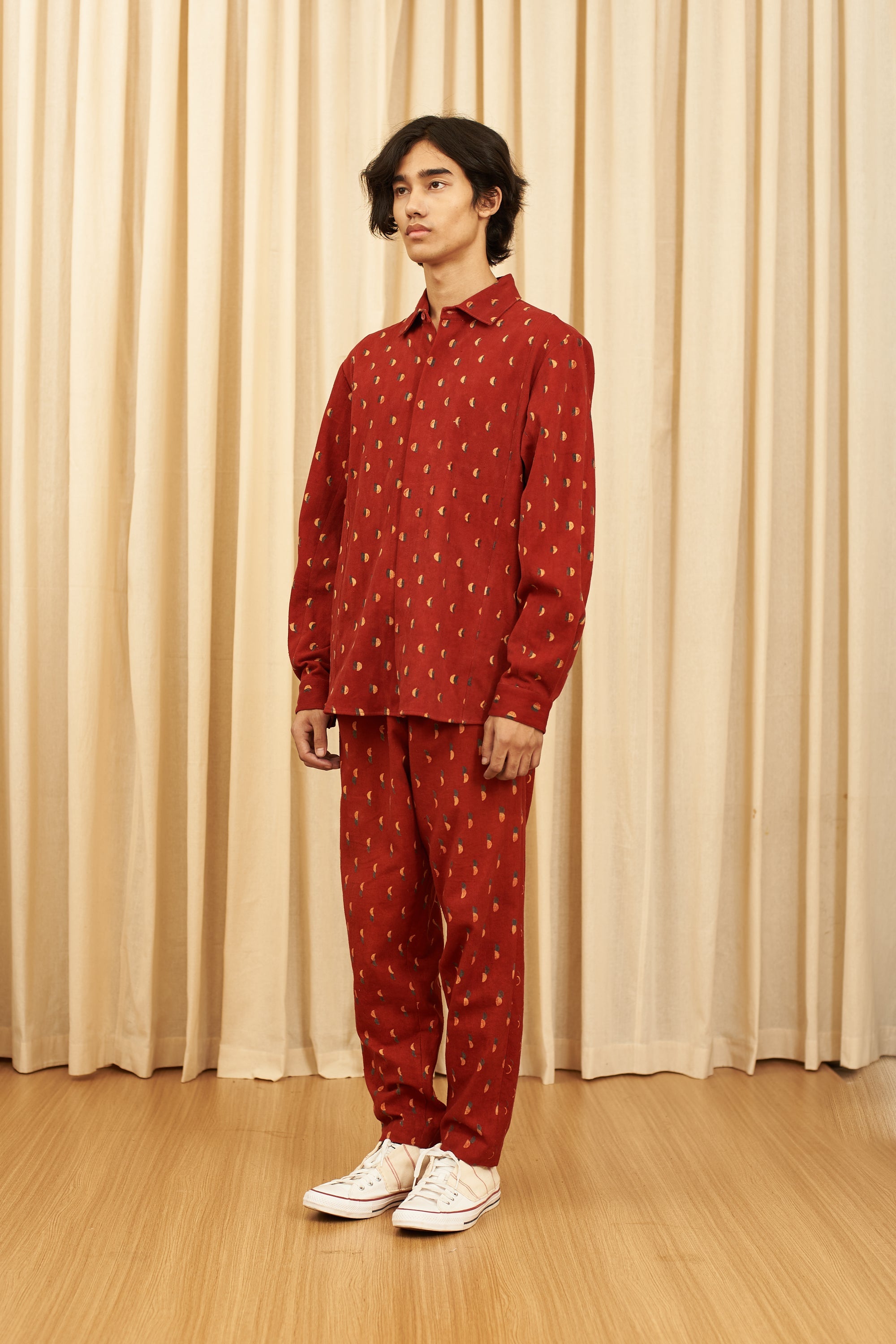 Red Block Printed Statement Cotton Shirt