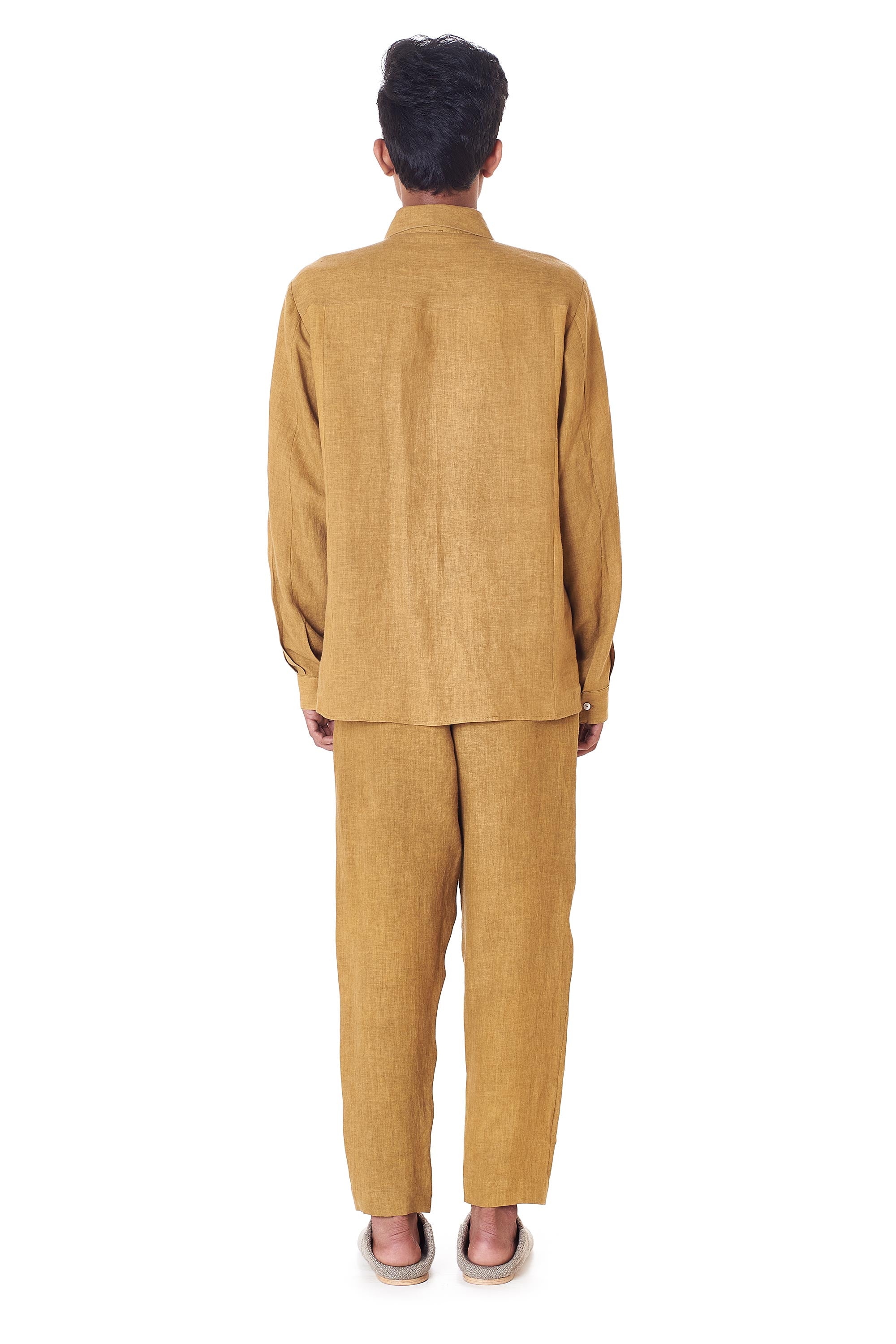 MENS LINEN DYED IN MUSTARD YELLOW