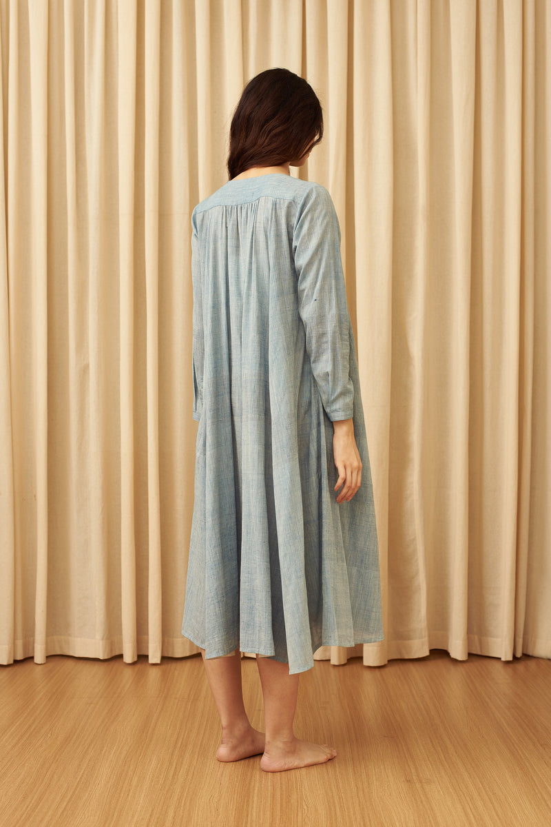 LIGHT INDIGO YARN DYED SUMMER DRESS