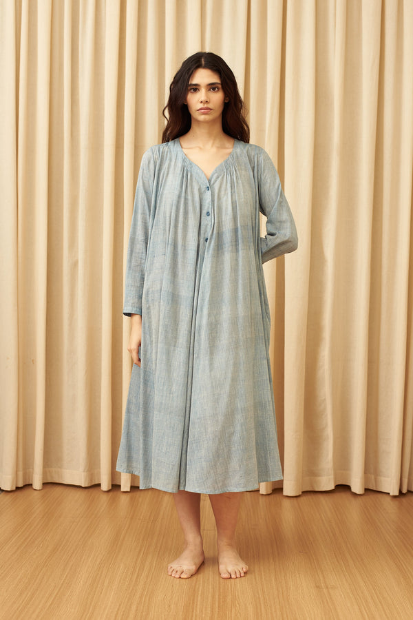 LIGHT INDIGO YARN DYED SUMMER DRESS
