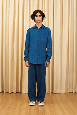 INDIGO LINEN MENS SHIRT