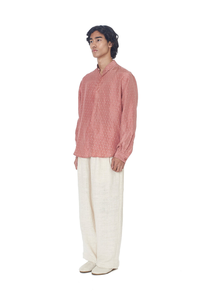 Chalk Pink All Over Bandhani Soft Silk Shirt