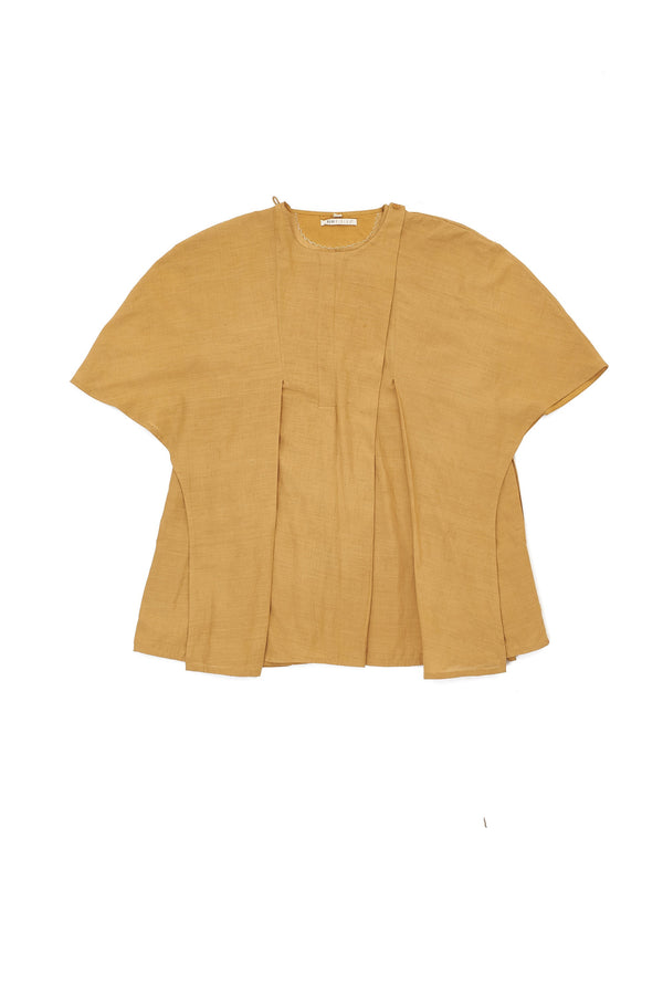 MUSTARD YELLOW PANELLED FLARED TOP