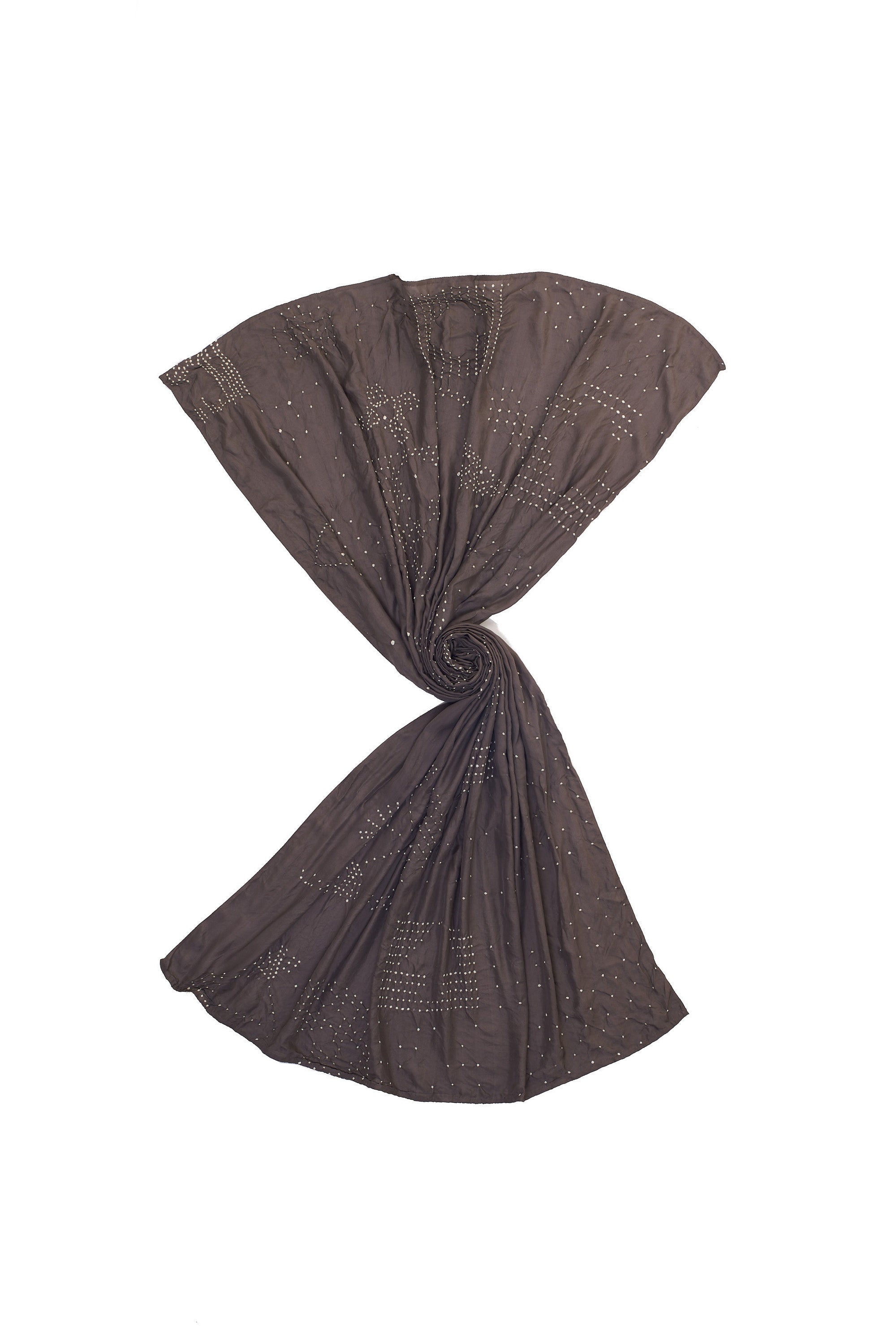 CHARCOAL SILK WITH BANDHANI SHAWL