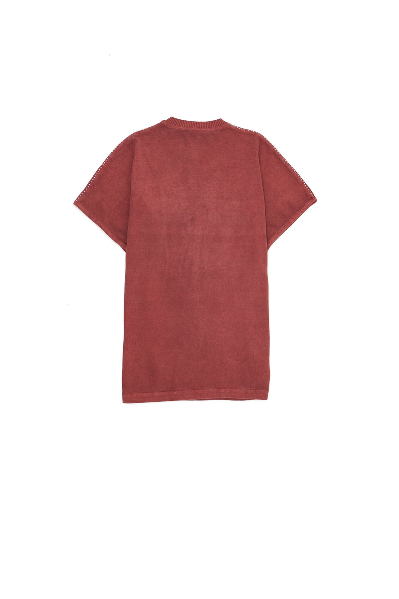 Rogue Pink Organic Cotton Relaxed Fit Knitted T-Shirt With Hand Embroidered Details
