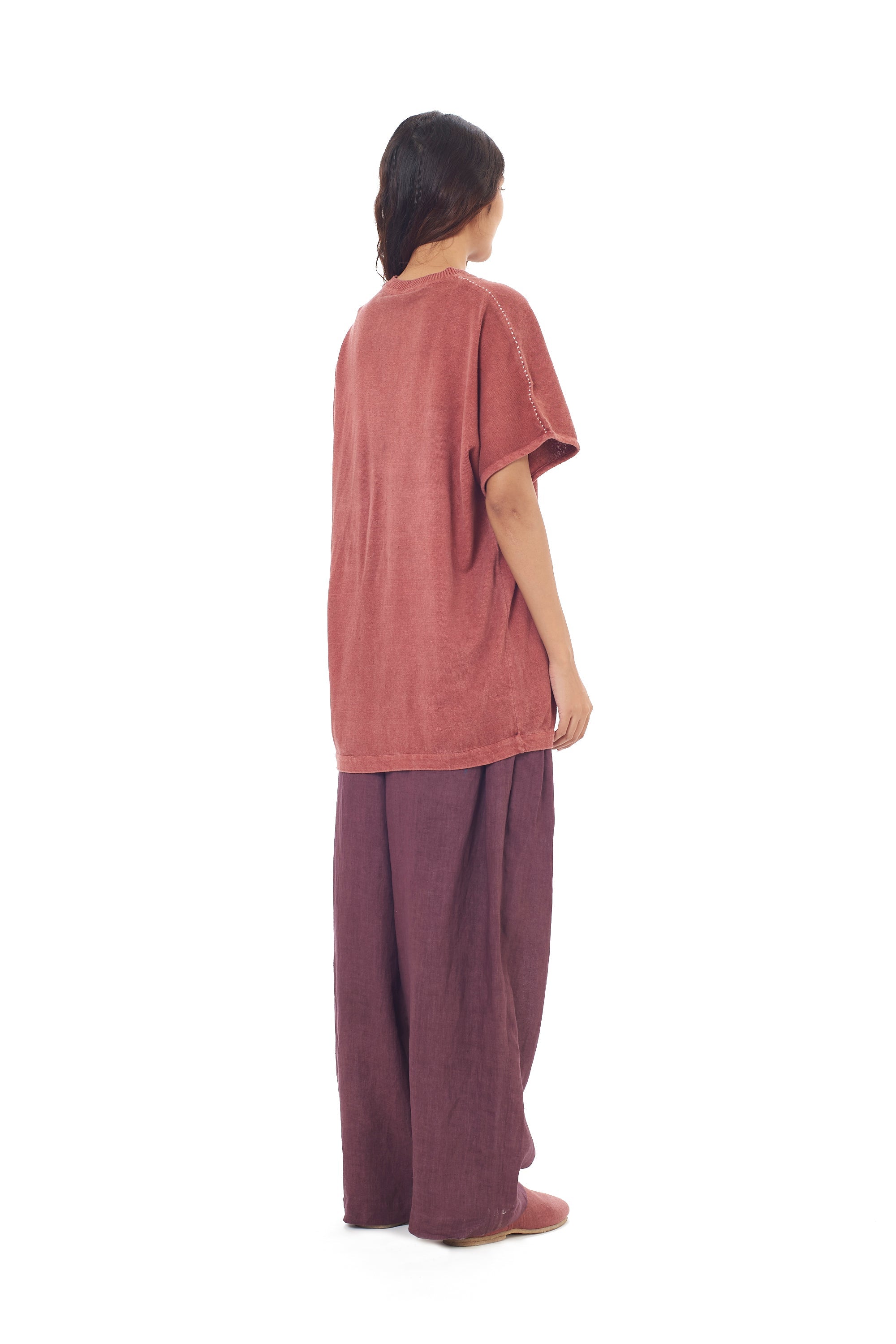 ROGUE PINK ORGANIC COTTON RELAXED FIT KNITTED T-SHIRT