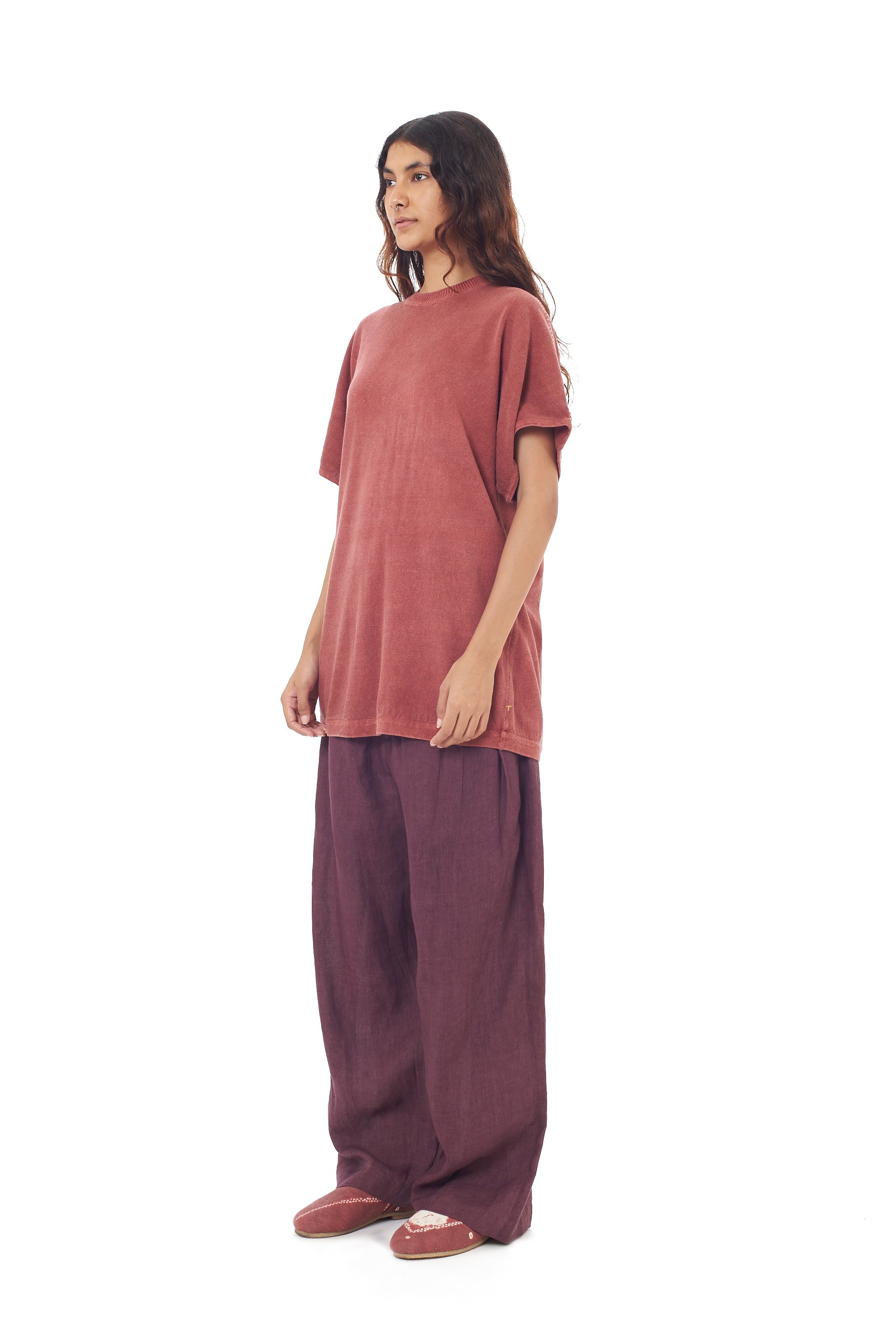 ROGUE PINK ORGANIC COTTON RELAXED FIT KNITTED T-SHIRT