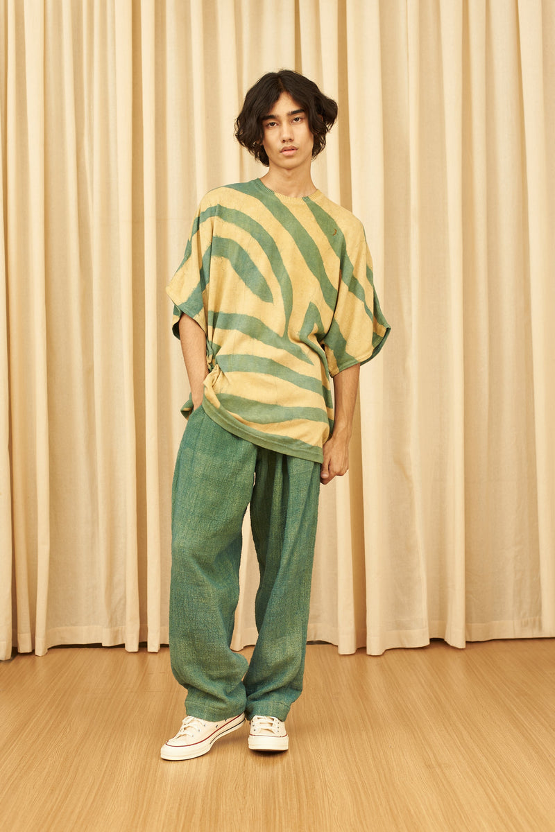 NATURAL GREEN HAND PAINTED RELAXED FIT T-SHIRT