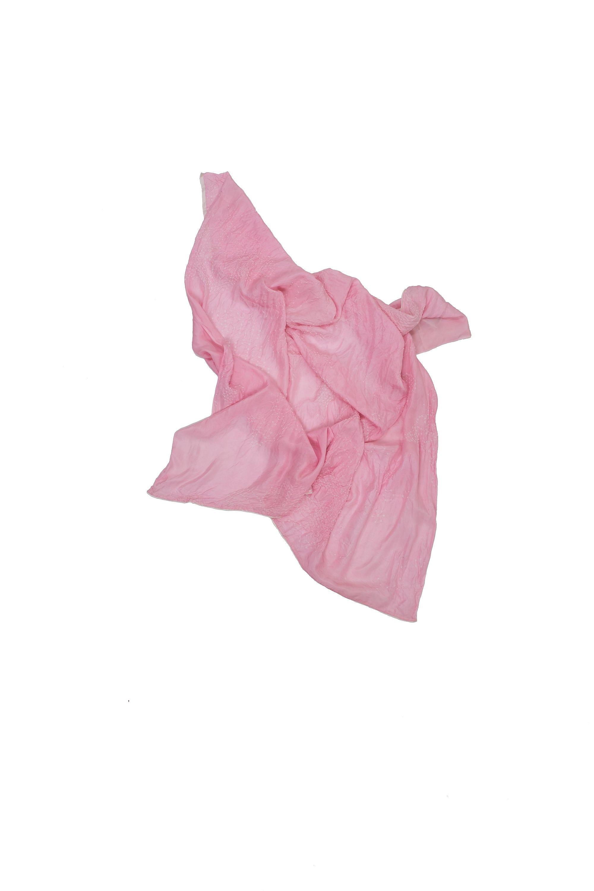 PINK WOOD SILK WITH BANDHANI SCARF