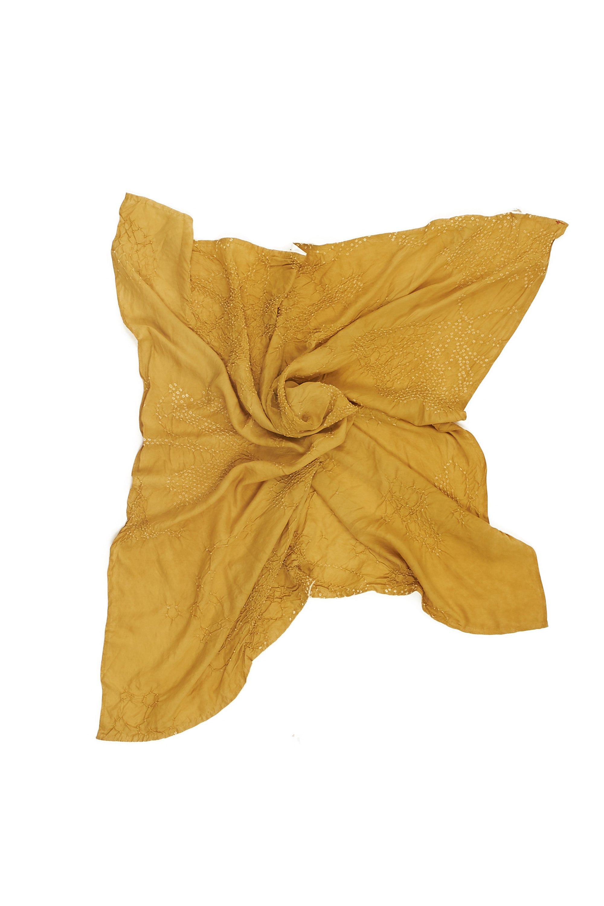 OCHER YELLOW SILK WITH BANDHANI SCARF