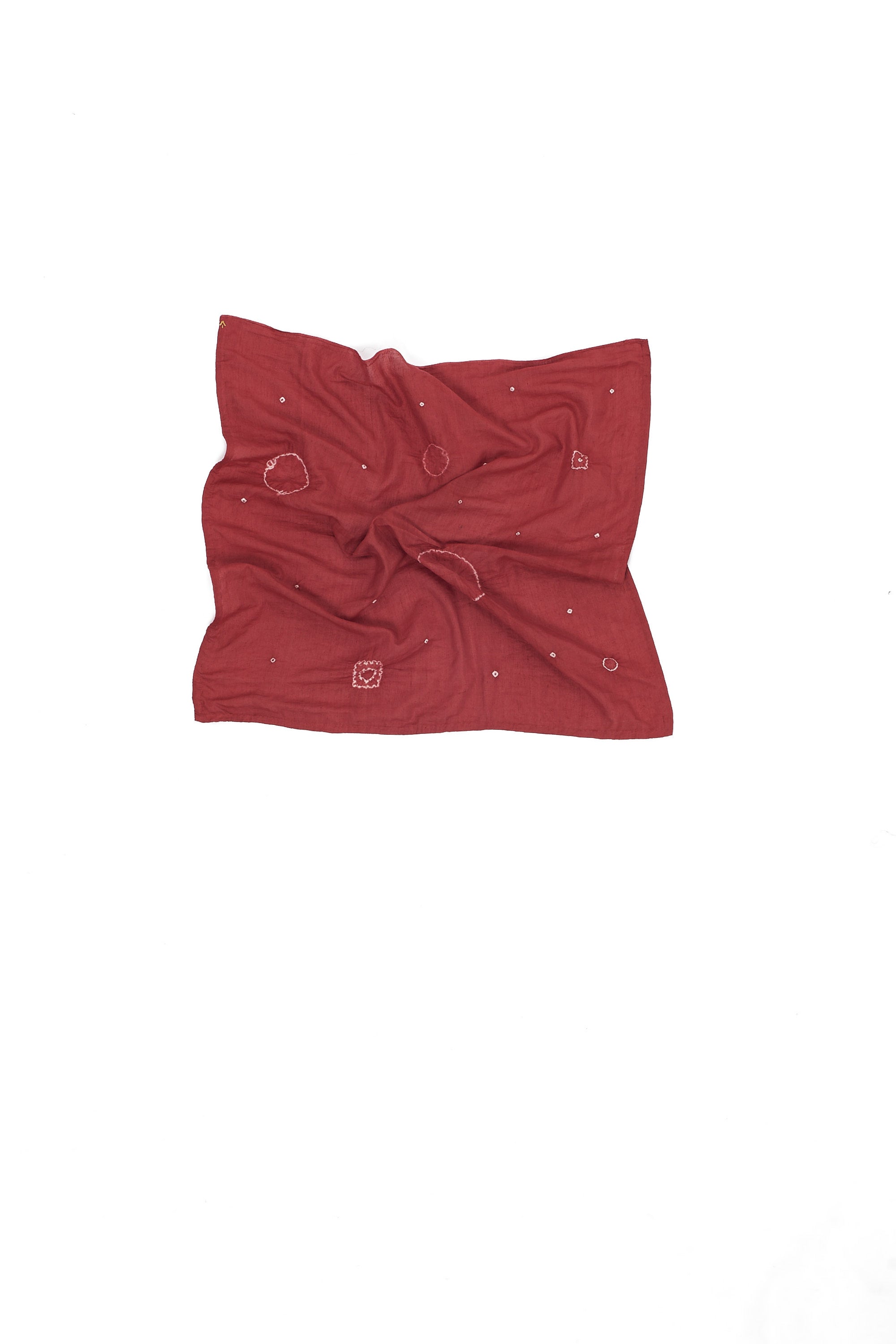 CRIMSON PINK COTTON SQUARE SILK SCARF CRAFTED WITH SHIBORI