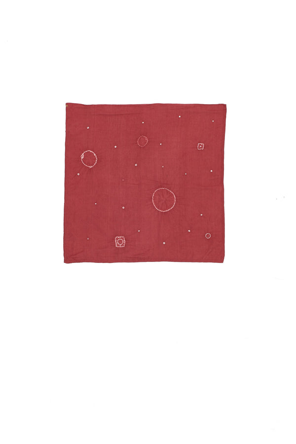 Crimson Pink Cotton Square Silk Scarf Crafted With Shibori