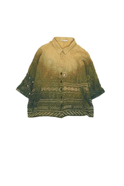 MULTI COLOUR DIP DYED TEXTURED BANDHANI SILK SHIRT