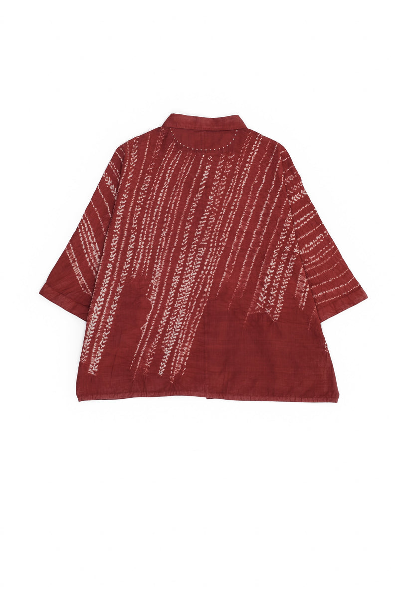 Crimson Pink Shibori Cotton Shirt