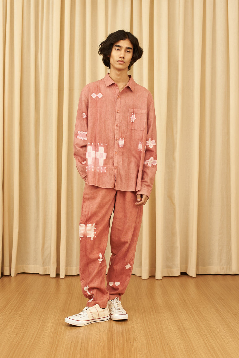 Chalk Pink Shibori Fine Cotton Drawstring Pants