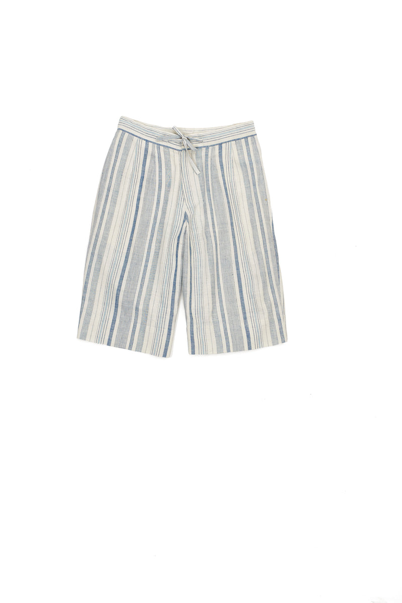 Indigo Striped Organic Cotton Relaxed Fit Shorts