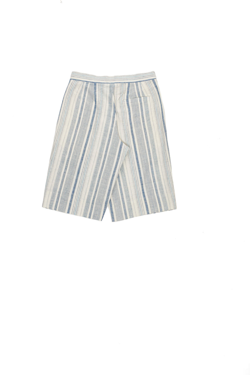 Indigo Striped Organic Cotton Relaxed Fit Shorts