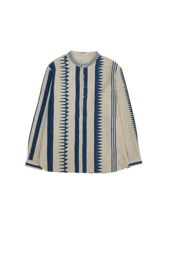 OFF-WHITE BLOCK PRINTED FINE COTTON TOP