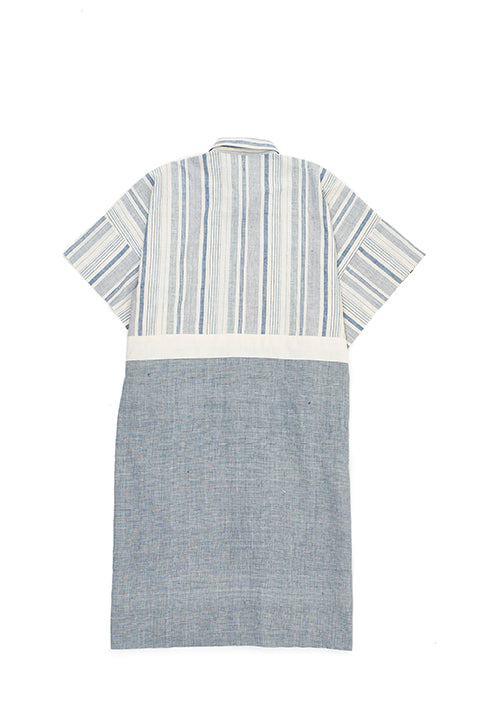 Yarn-Dyed Organic Cotton Patchwork Kaftan Shirt