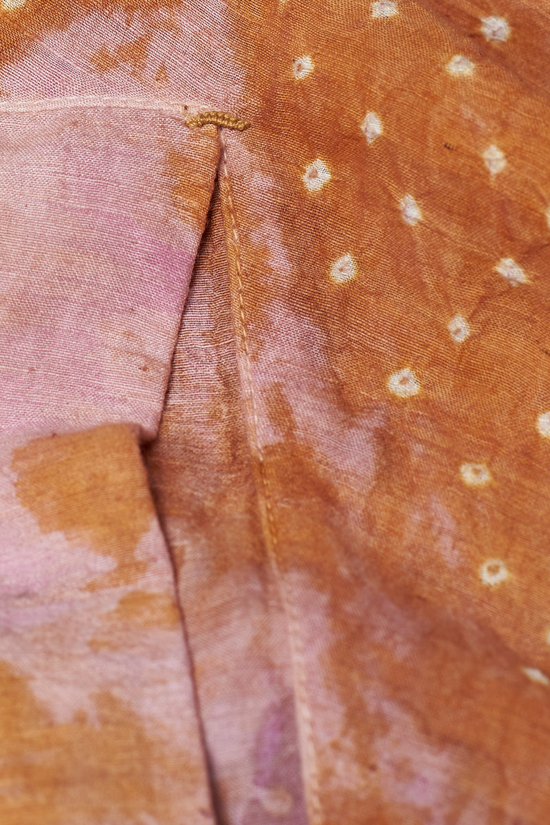 OVERSIZED COLOR BLOCK KAFTAN SHIRT FEATURING MINIATURE BANDHANI