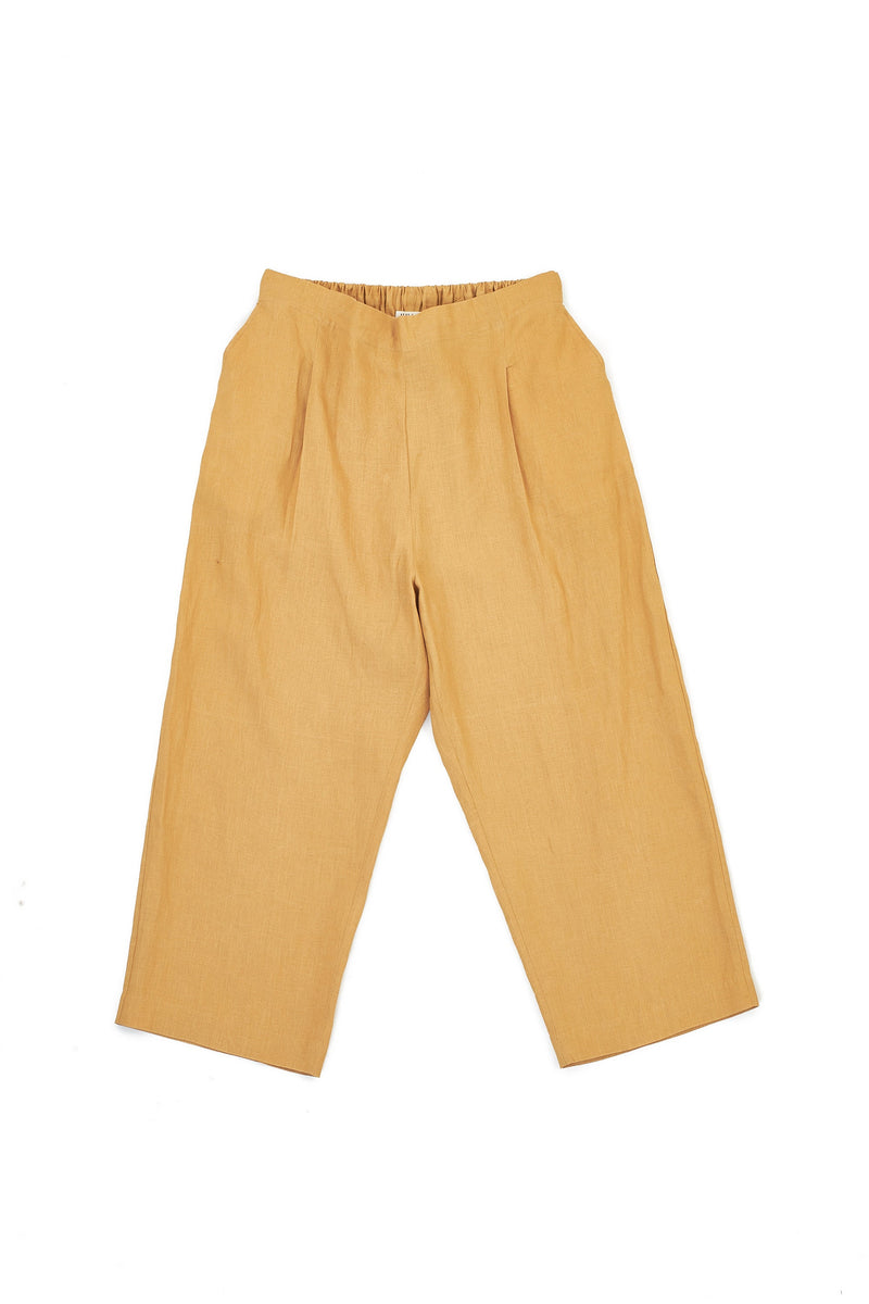 Mustard Yellow Unisex Pleated Straight Fit Pants